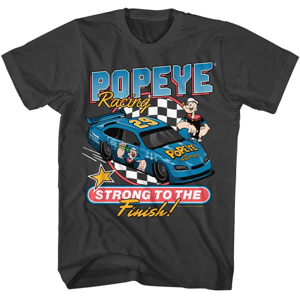 POPEYE-POPEYE STRONG TO RACE FINISH-SMOKE ADULT S/S TSHIRT