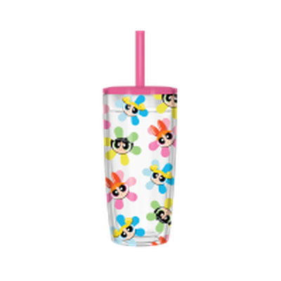 THE POWERPUFF GIRLS FLORAL PATTERN  20oz Spill Resistant Plastic Tumbler – 12 pc ppk ($5.75 each)