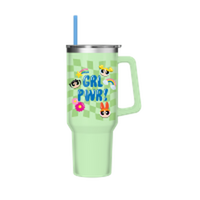 Thumbnail for Powerpuff Girls GRL PWR  40oz Stainless Steel Tumbler w Handle – 12 pc ppk ($13.75 each)