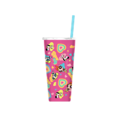 Powerpuff Girls Cute Pattern  22oz Double Walled Stainless Steel Tumbler w Straw – 12 pc ppk ($12.50 each)