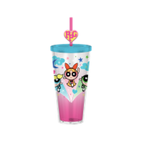Thumbnail for THE POWERPUFF GIRLS TRIO STAR POWER  24oz Plastic Cold Cup w/ Lid and Topper Straw – 12 pc ppk ($6.50 each)