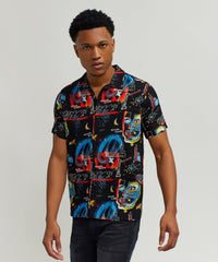 Thumbnail for Street Art Viscose Button-Down Short Sleeve Shirt