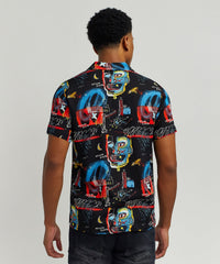 Thumbnail for Street Art Viscose Button-Down Short Sleeve Shirt