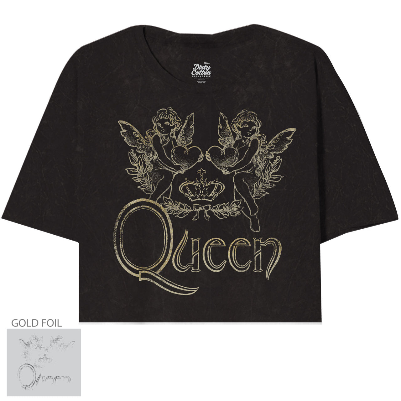 QUEEN - LOVELY LOGO MINERAL WASH OVERSIZED JUNIORS CROP