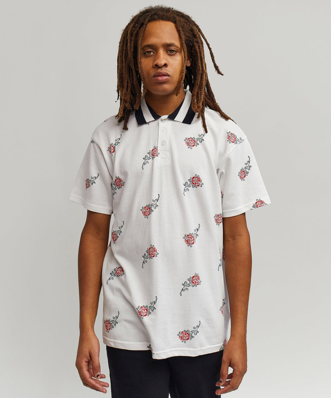 Aop Rose Polo - White