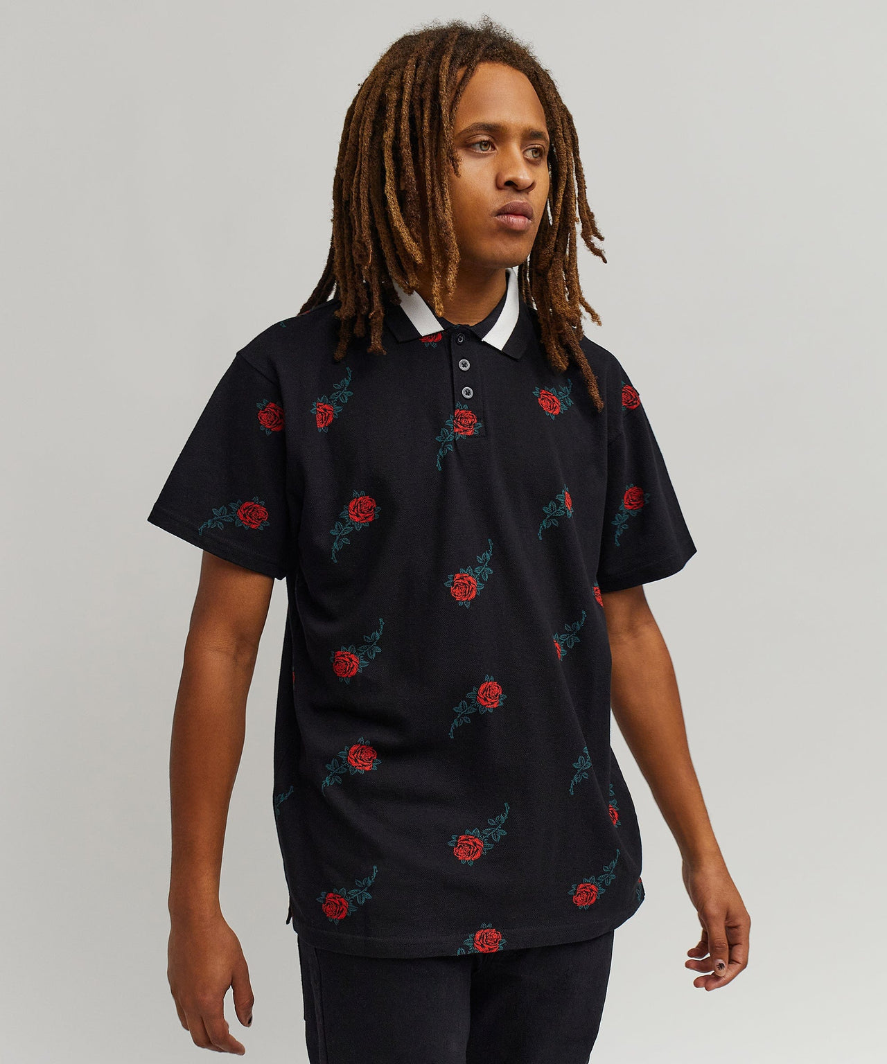 Aop Rose Polo - Black