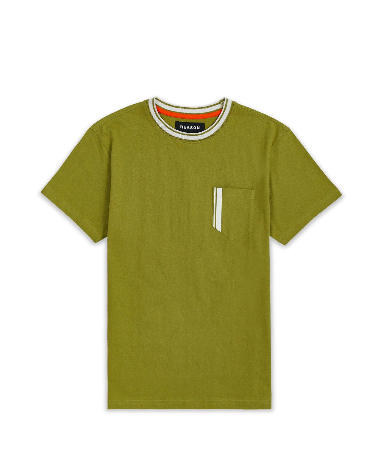 Pocket Stripe Contrast T-Shirt - Olive Green