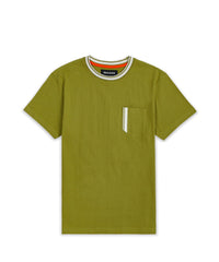 Thumbnail for Pocket Stripe Contrast T-Shirt - Olive Green