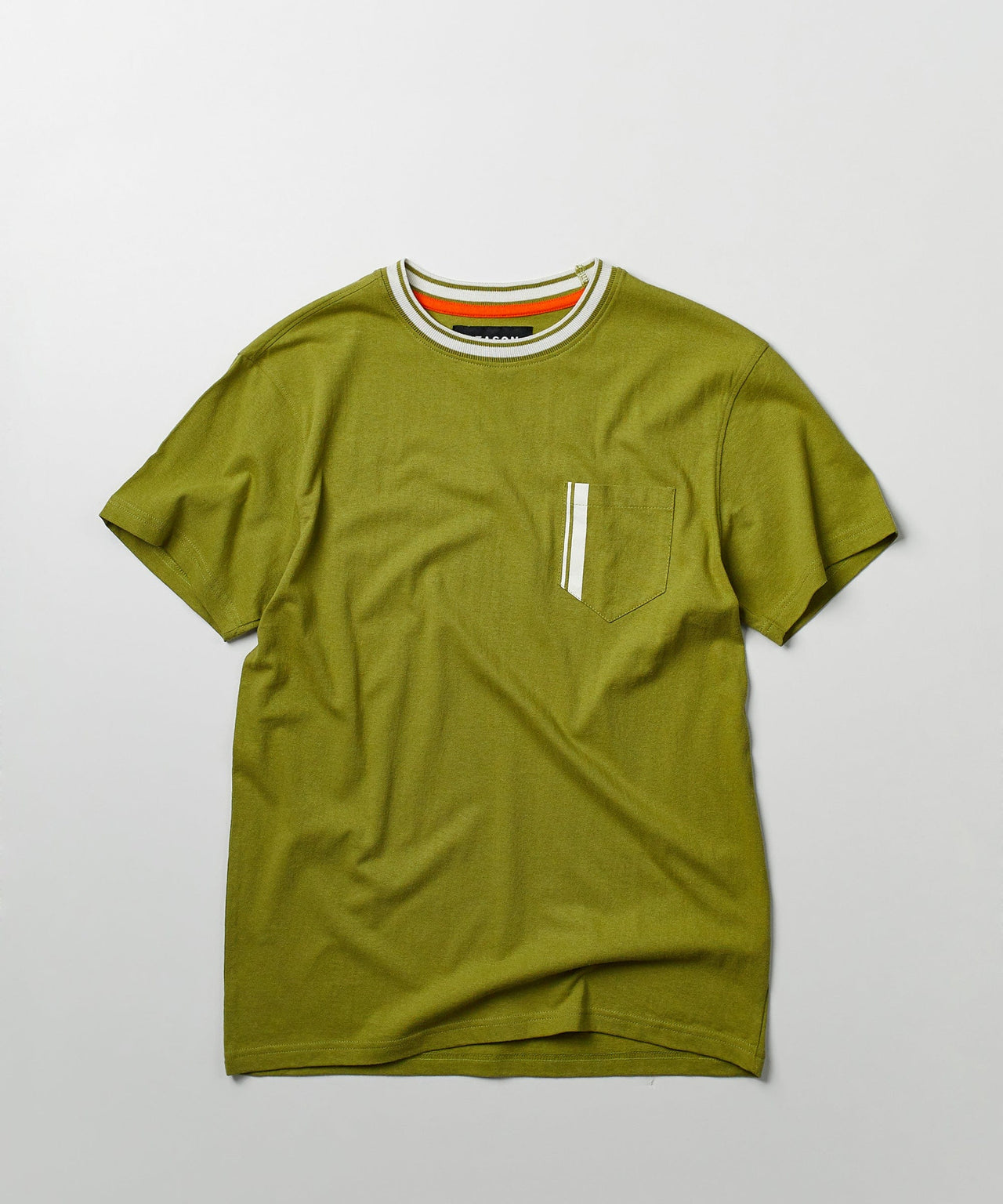 Pocket Stripe Contrast T-Shirt - Olive Green