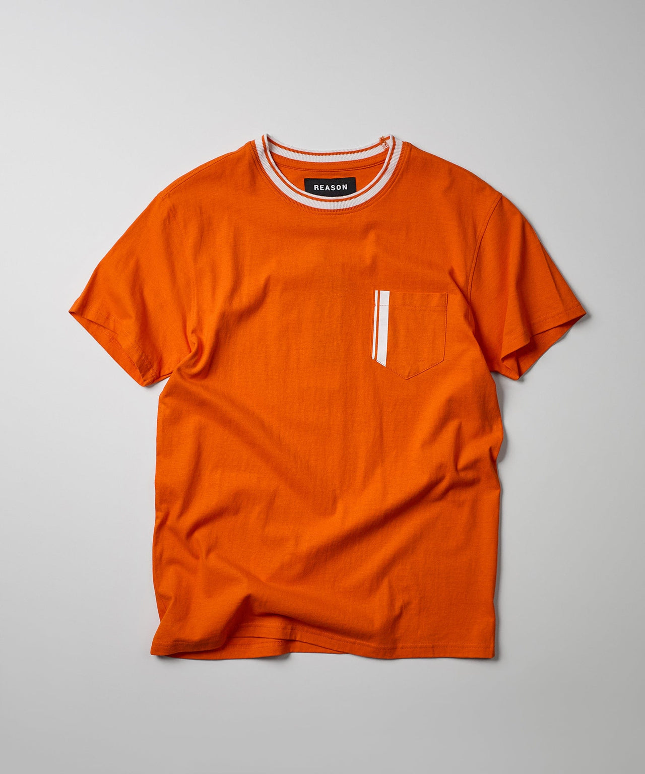 Pocket Stripe Contrast T-Shirt - Orange
