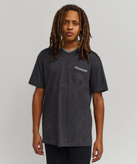 Thumbnail for Pocket Stripe Contrast V-Neck T-Shirt
