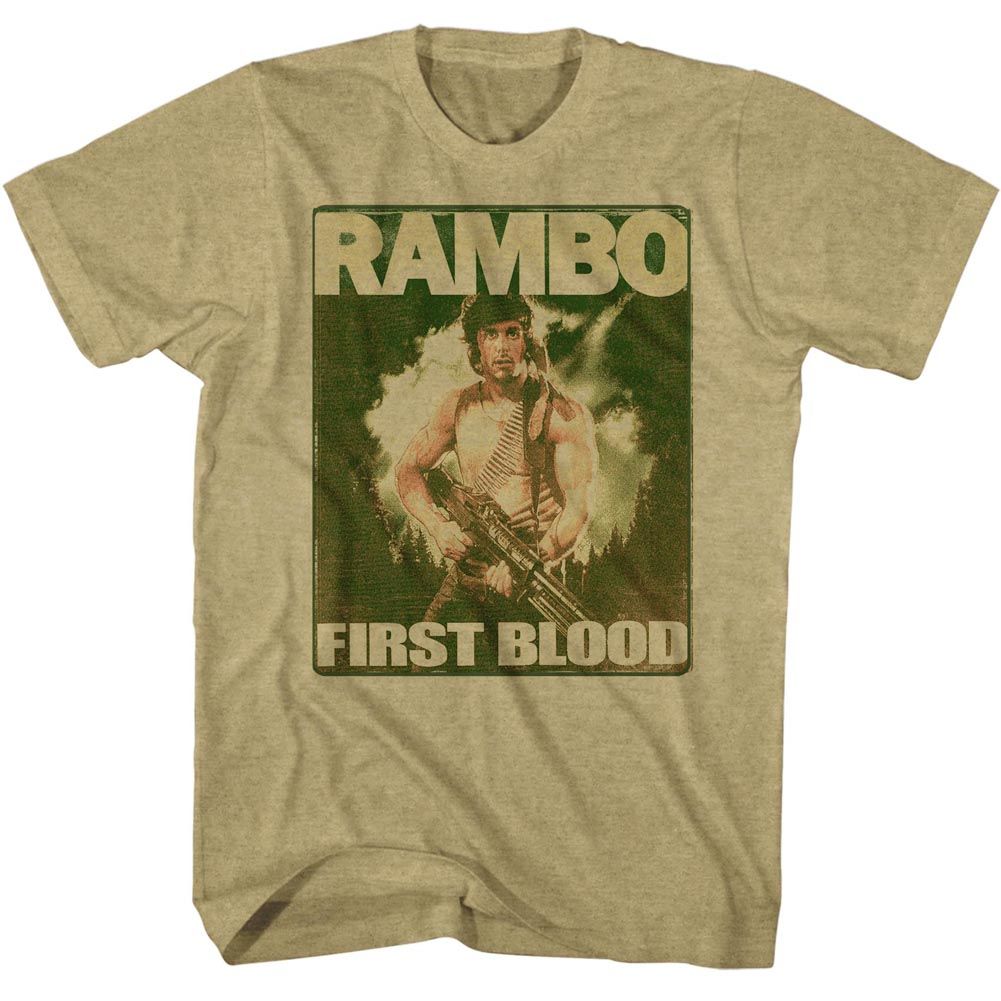 RAMBO-POSTER-KHAKI HEATHER ADULT S/S TSHIRT