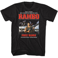 Thumbnail for RAMBO-RAMBO TEXT STACK-BLACK ADULT S/S TSHIRT