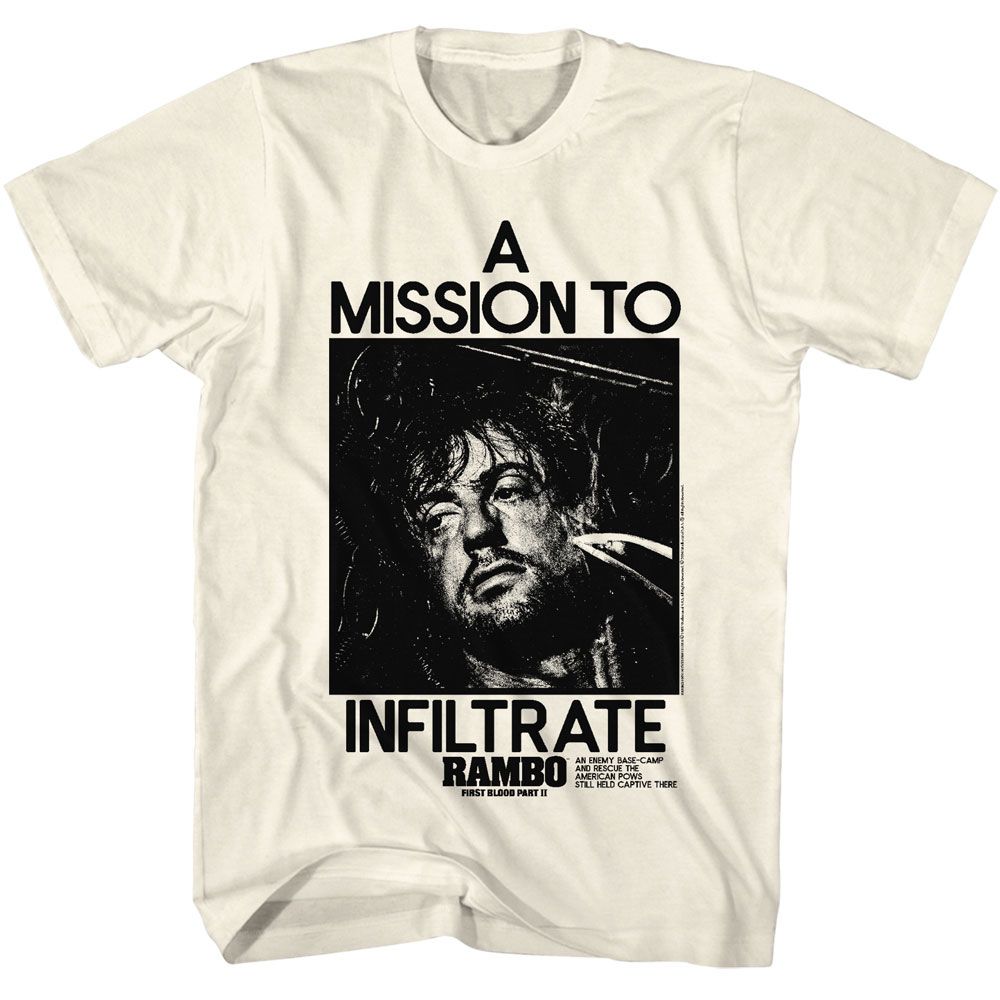 RAMBO-RAMBO MISSION TO INFILTRATE-NATURAL ADULT S/S TSHIRT