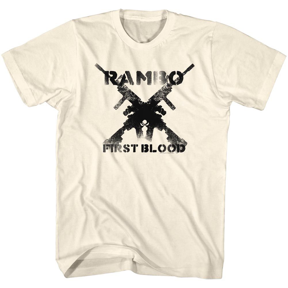 RAMBO-GUNS-NATURAL ADULT S/S TSHIRT