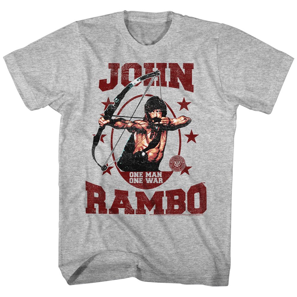 RAMBO-ONE MAN ONE WAR-GRAY HEATHER ADULT S/S TSHIRT
