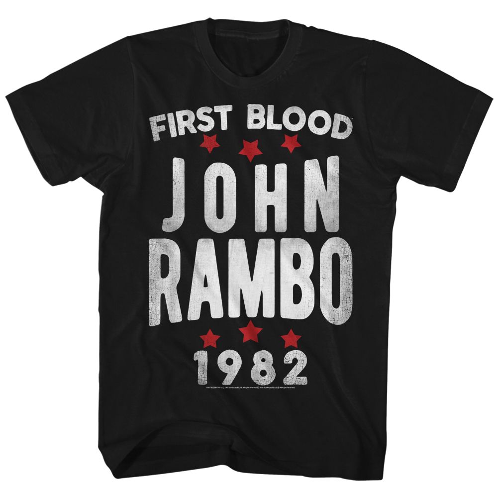 RAMBO-STARS-BLACK ADULT S/S TSHIRT