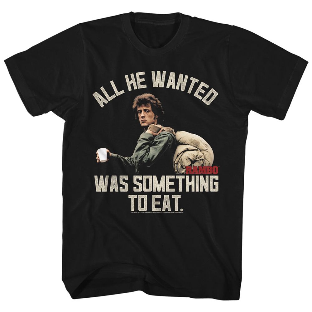 RAMBO-SOMETHING TO EAT-BLACK ADULT S/S TSHIRT