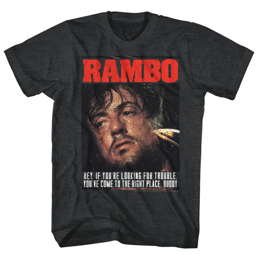 RAMBO-GIMME DAT SIZZLE-BLACK HEATHER ADULT S/S TSHIRT