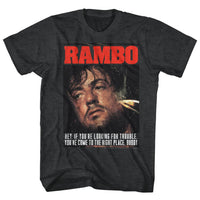 Thumbnail for RAMBO-GIMME DAT SIZZLE-BLACK HEATHER ADULT S/S TSHIRT