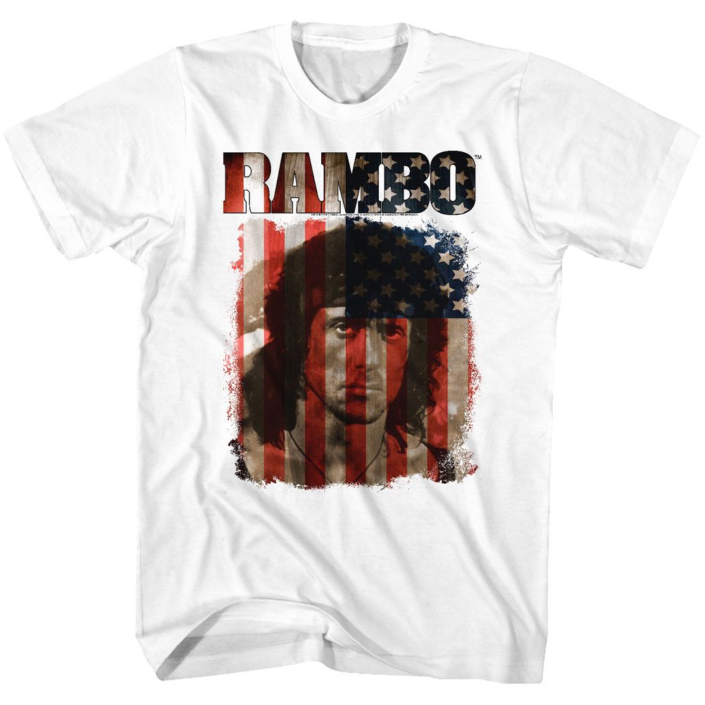 RAMBO-MERICA-WHITE ADULT S/S TSHIRT