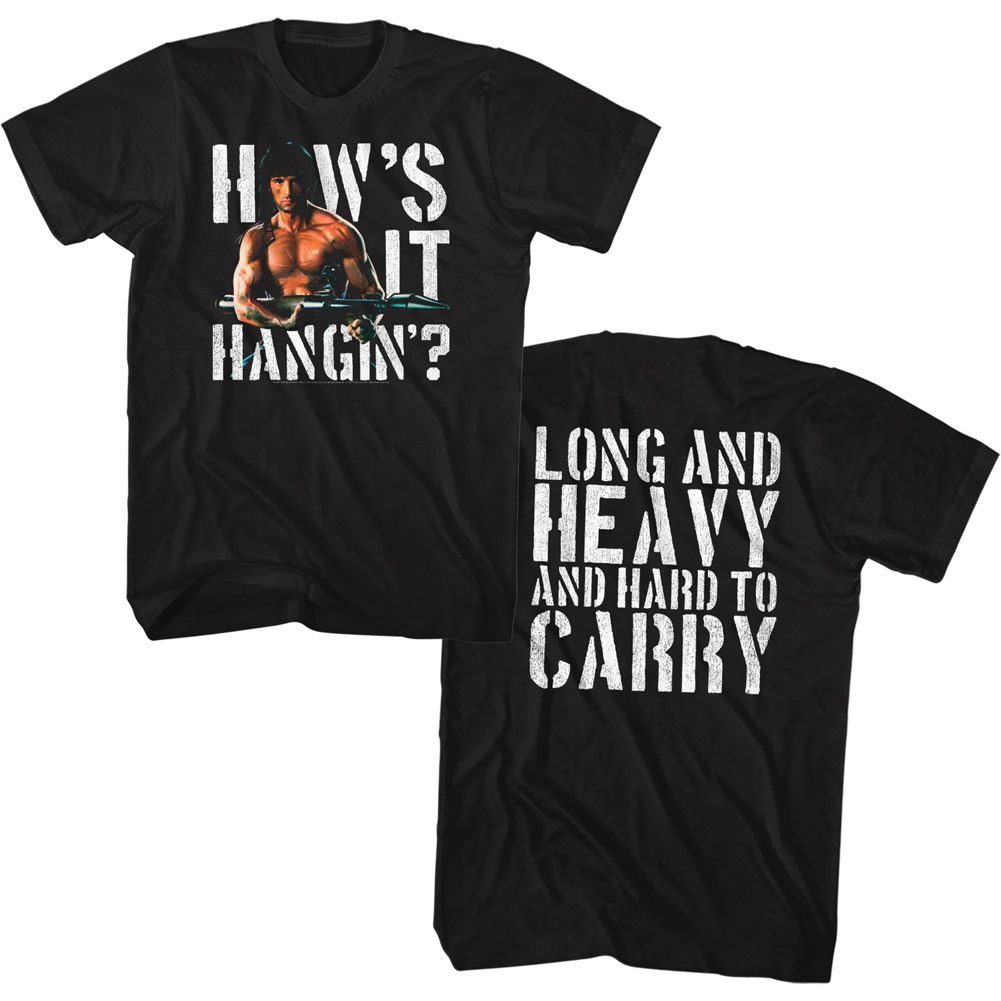 RAMBO-HOWS IT HANGIN-BLACK ADULT S/S TSHIRT