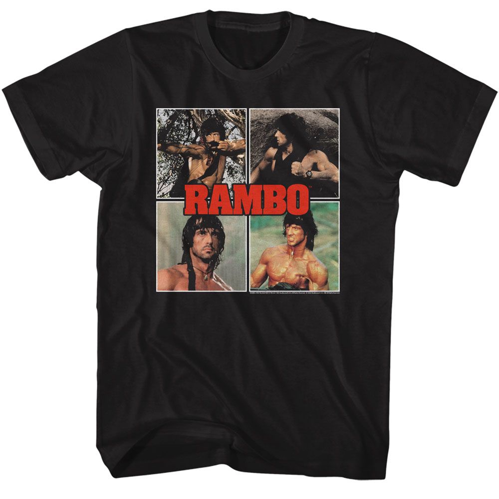 RAMBO-RAMBO MULTI IMAGE-BLACK ADULT S/S TSHIRT