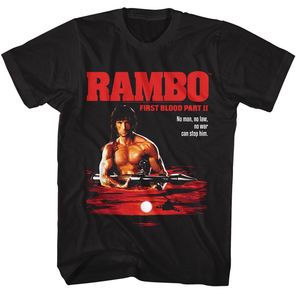 RAMBO-RAMBO CANT STOP HIM-BLACK ADULT S/S TSHIRT