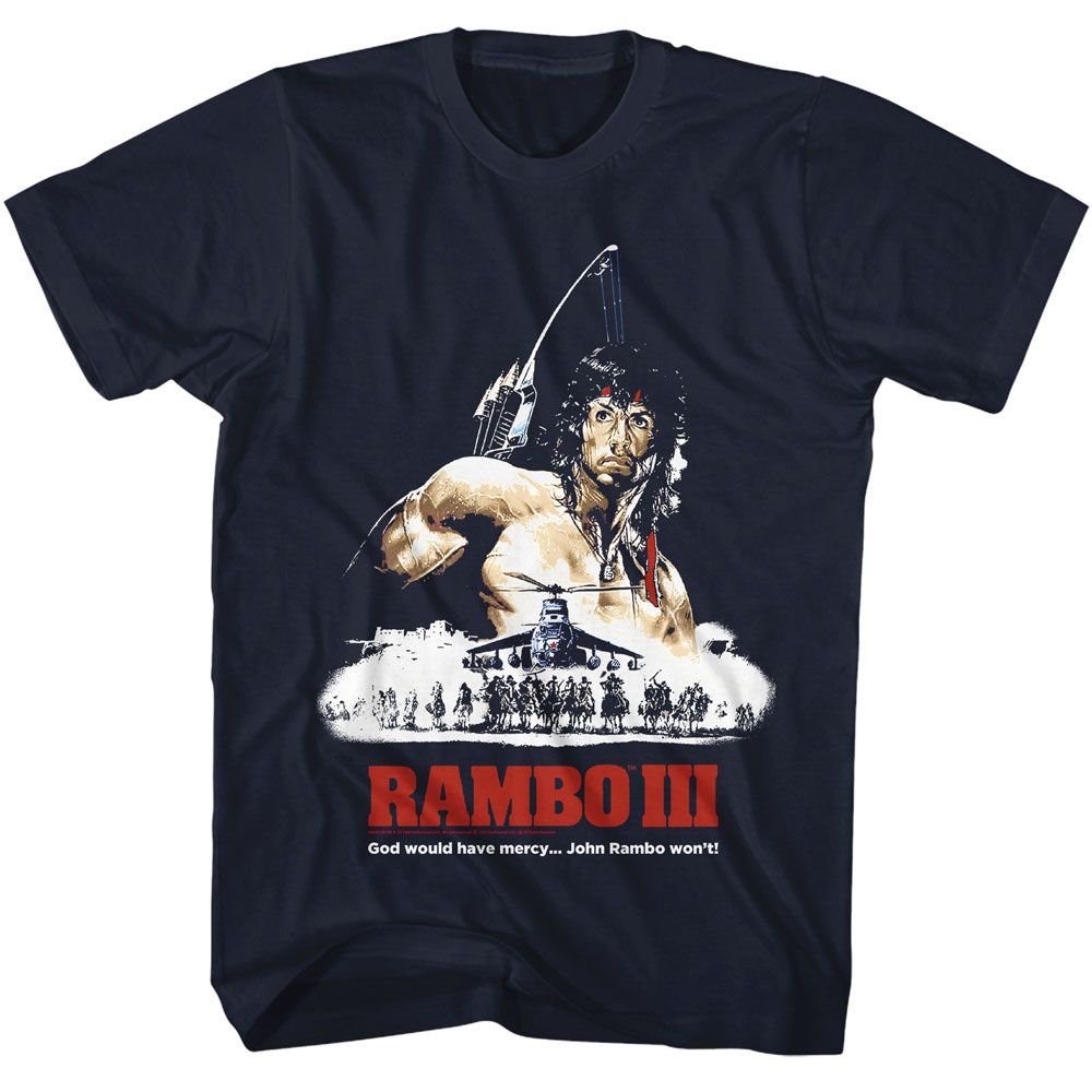 RAMBO-RAMBO GOD WOULD HAVE MERCY-NAVY ADULT S/S TSHIRT