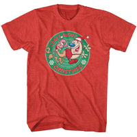 Thumbnail for REN AND STIMPY-REN AND STIMPY CRAZY ABOUT CHRISTMAS-RED HEATHER ADULT S/S TSHIRT