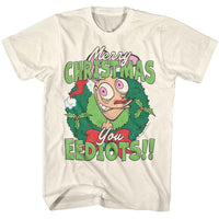 Thumbnail for REN AND STIMPY-REN AND STIMPY MERRY CHRISTMAS EEDIOTS-NATURAL ADULT S/S TSHIRT