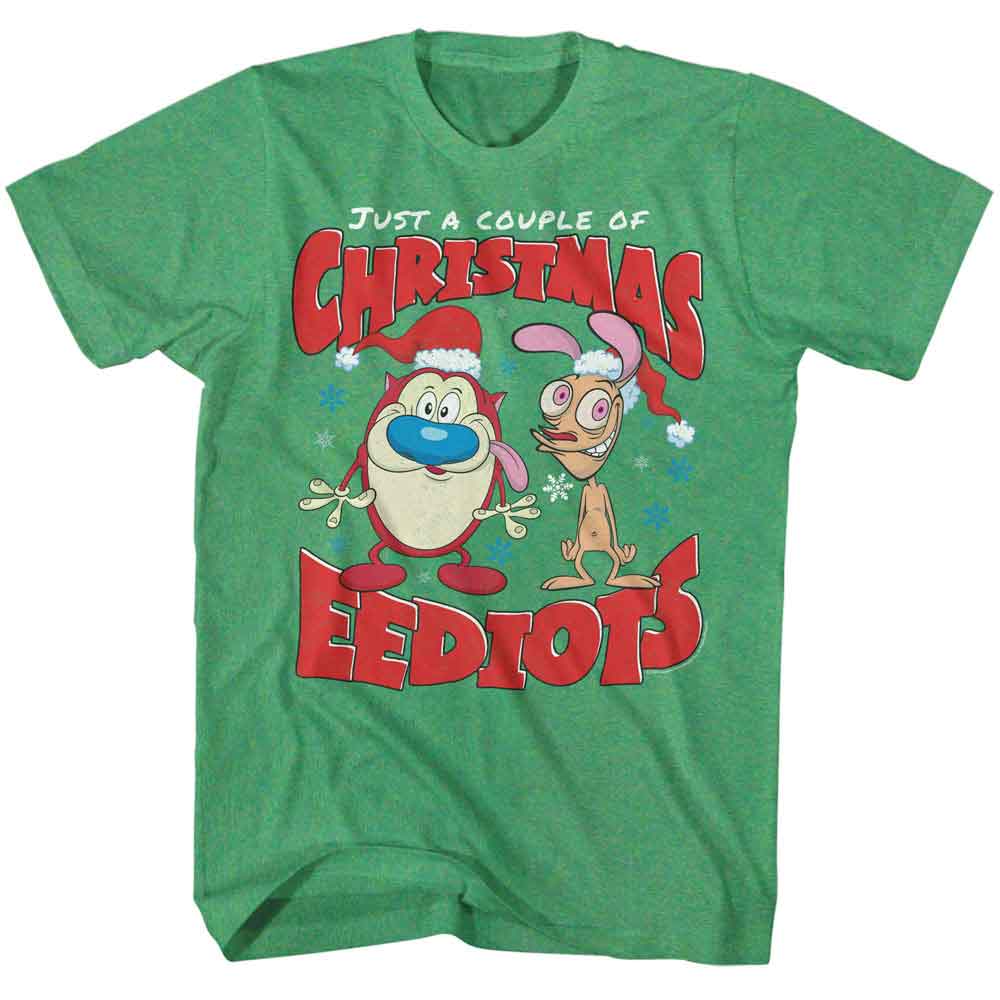 REN AND STIMPY-REN AND STIMPY CHRISTMAS EEDIOTS-KELLY HEATHER ADULT S/S TSHIRT