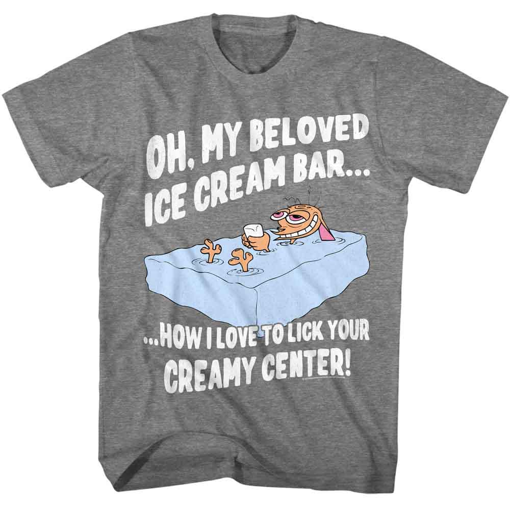 REN AND STIMPY-REN AND STIMPY ICE CREAM BAR-GRAPHITE HEATHER ADULT S/S TSHIRT