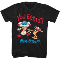 Thumbnail for REN AND STIMPY-REN AND STIMPY YOU EEDIOT-BLACK ADULT S/S TSHIRT