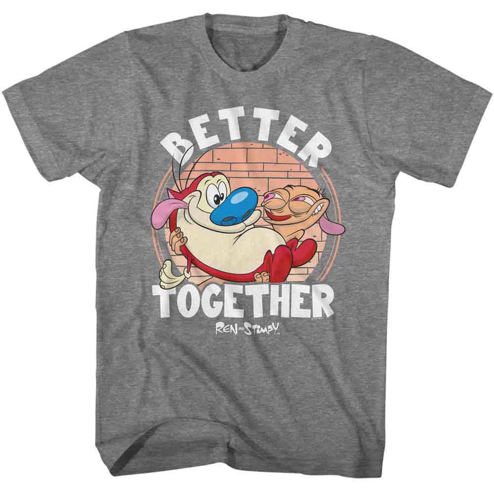REN AND STIMPY-REN AND STIMPY BETTER TOGETHER-GRAPHITE HEATHER ADULT S/S TSHIRT