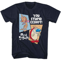 Thumbnail for REN AND STIMPY-REN AND STIMPY TWO SHAPES-NAVY ADULT S/S TSHIRT