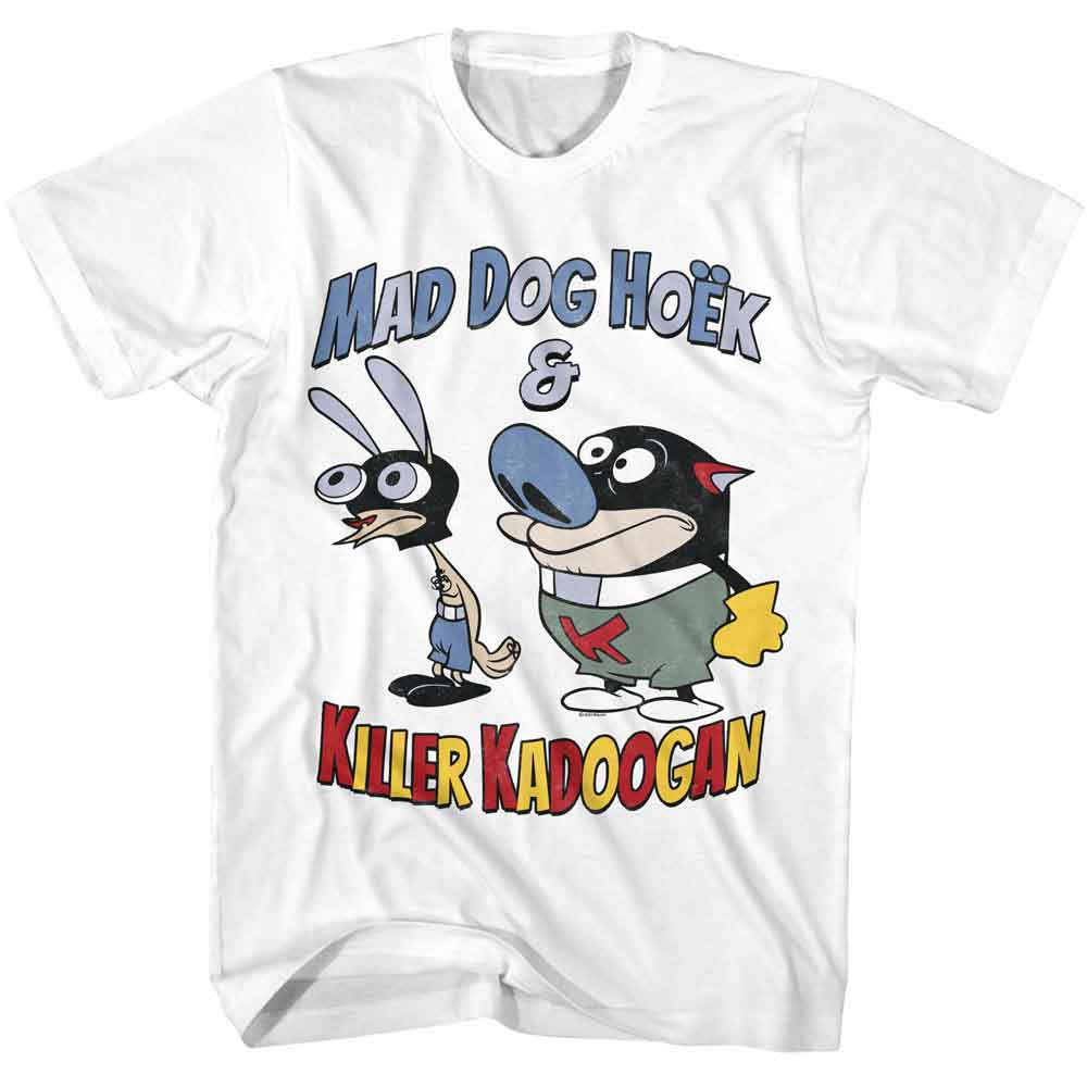 REN AND STIMPY-REN AND STIMPY MAD DOG HOEK-WHITE ADULT S/S TSHIRT