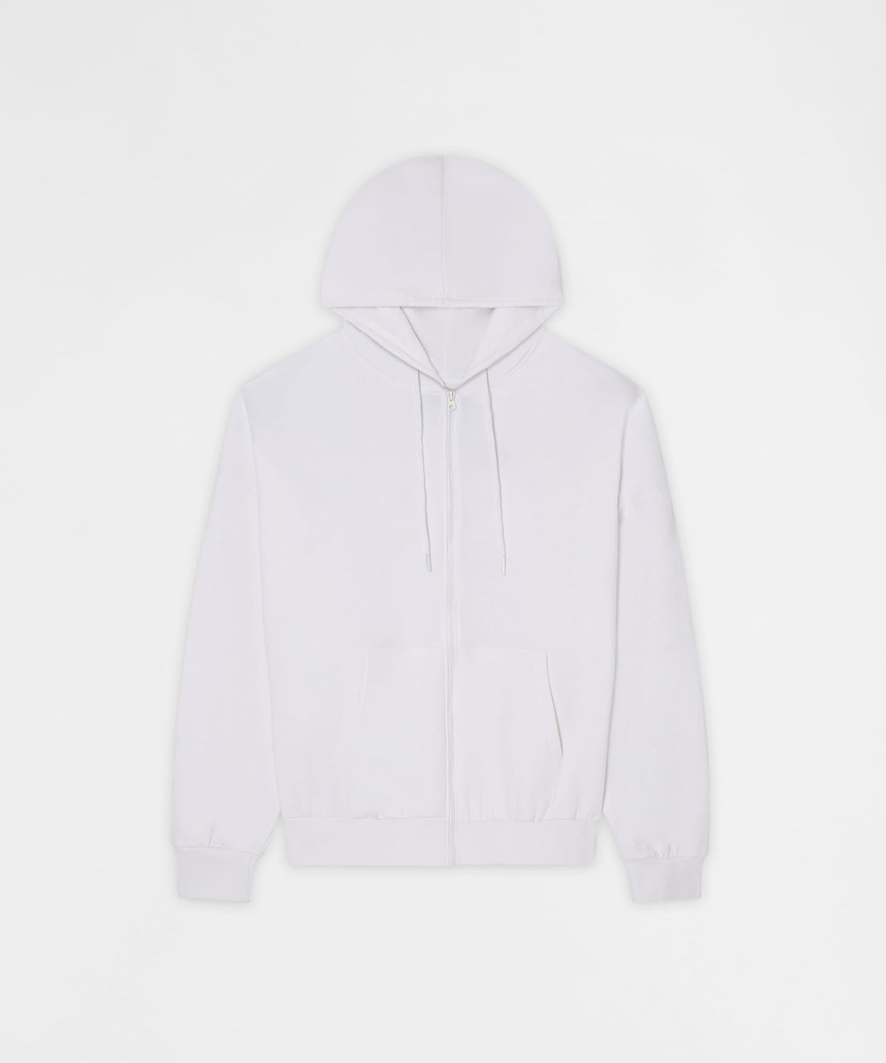Essential Boxy Fit Zip Up Hoodie - White