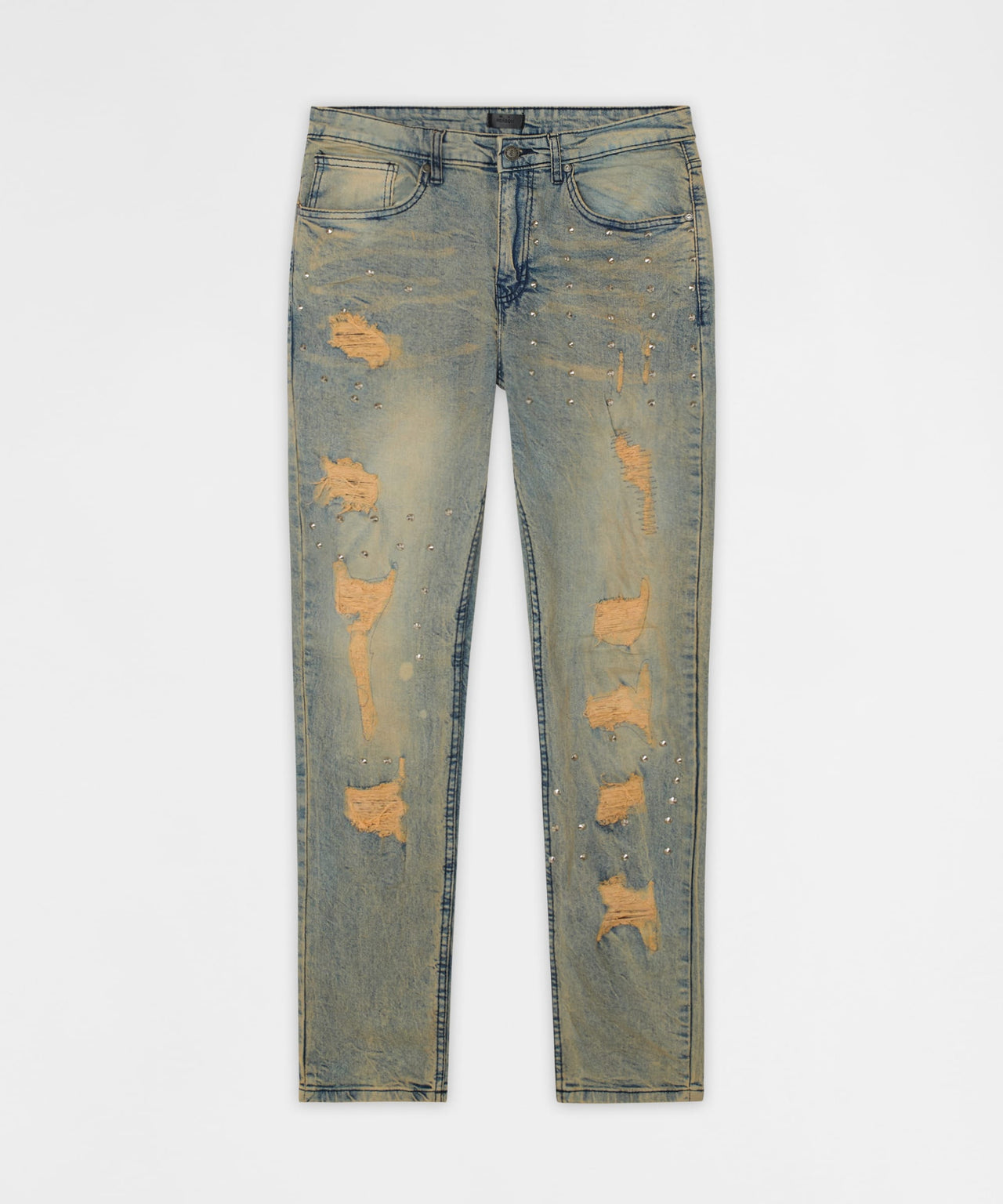 Ladder Distressed Studded Skinny Jean