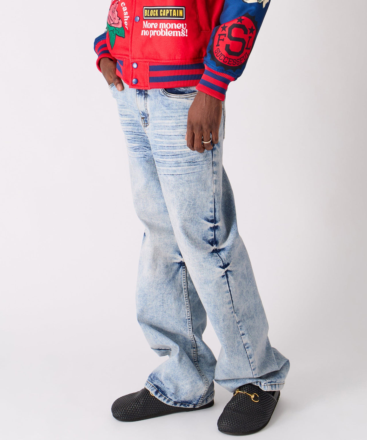 Washed Ripped Denim Pants