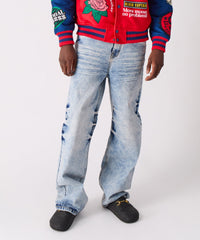 Thumbnail for Washed Ripped Denim Pants