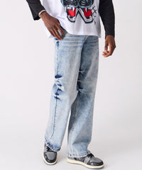 Thumbnail for Washed Ripped Denim Pants