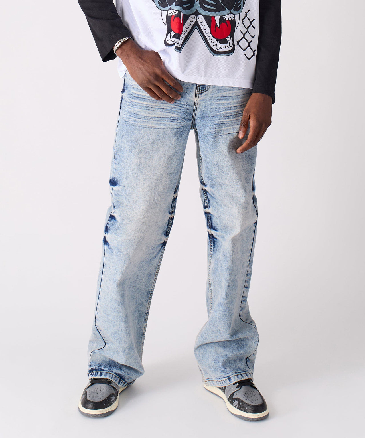 Washed Ripped Denim Pants