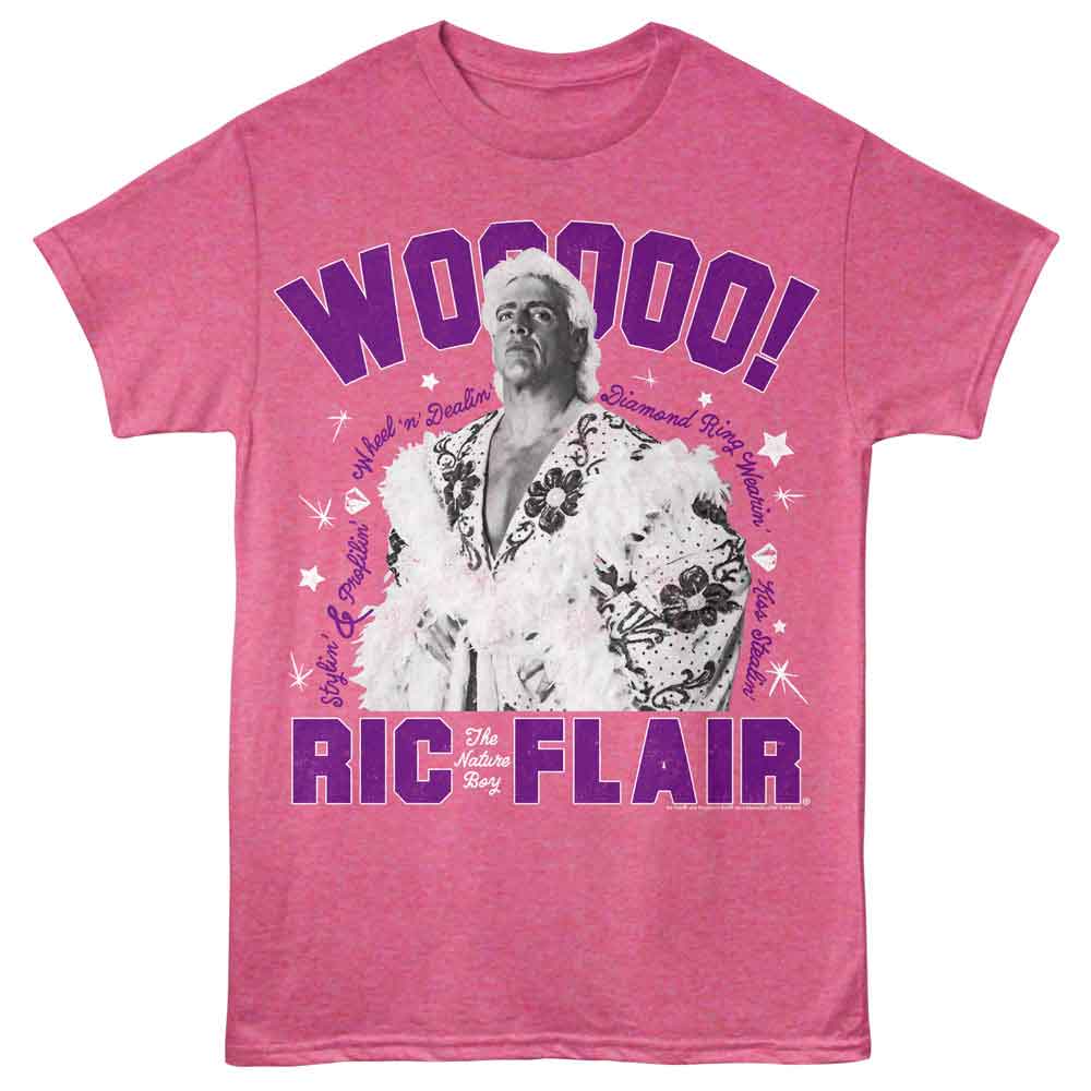 RIC FLAIR-RIC FLAIR STYLIN AND PROFILIN-RETRO PINK HEATHER ADULT S/S TSHIRT