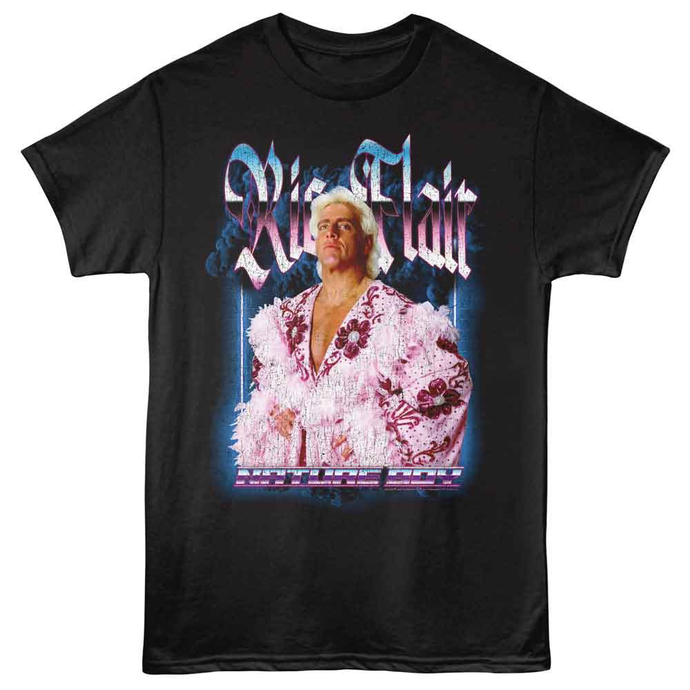RIC FLAIR-RIC FLAIR NEON NATURE BOY-BLACK ADULT S/S TSHIRT