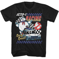 Thumbnail for THE REAL GHOSTBUSTERS-RGB ECTO 1 RACING-BLACK ADULT S/S TSHIRT