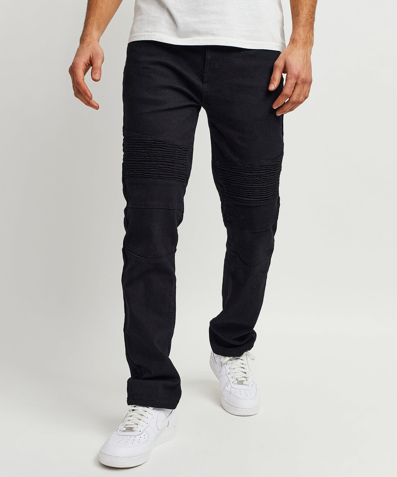 Leroy Waxed Black Moto Denim Jeans