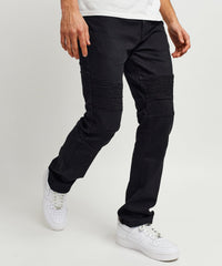 Thumbnail for Leroy Waxed Black Moto Denim Jeans