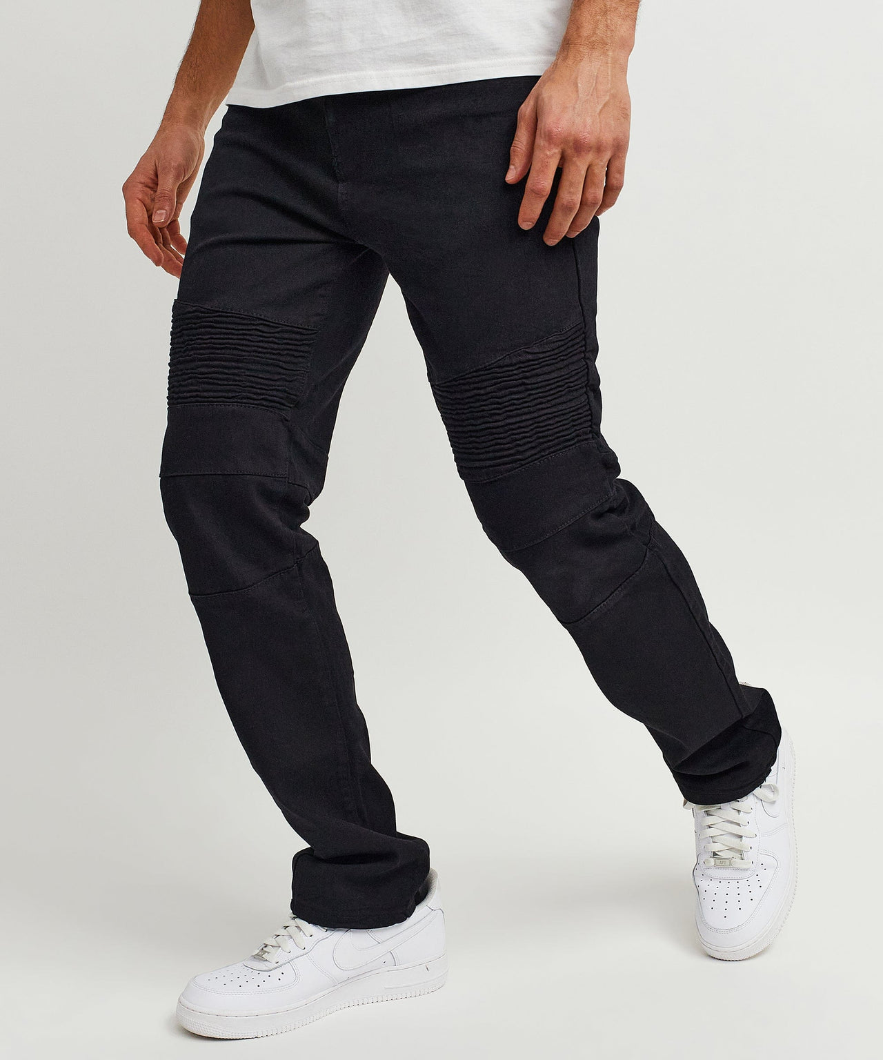 Leroy Waxed Black Moto Denim Jeans