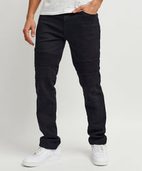 Thumbnail for Leroy Waxed Black Moto Denim Jeans